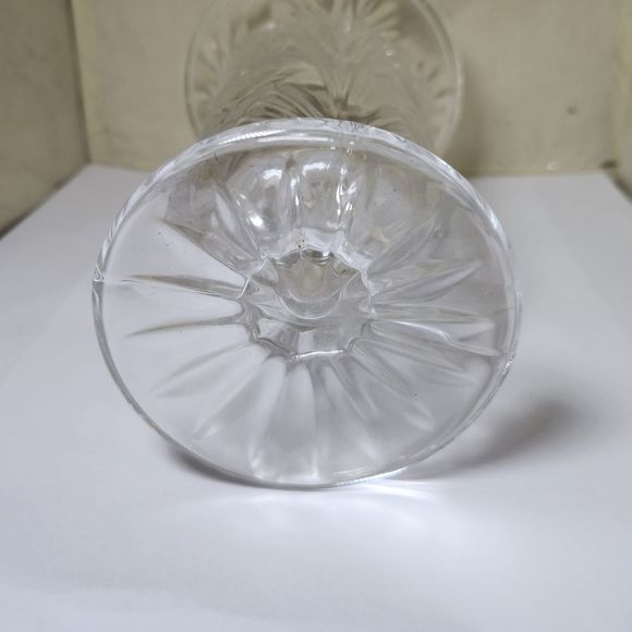 Vase Vintage 1980s Hand Cut Lead Crystal Footed Glass - Picture 3 of 7